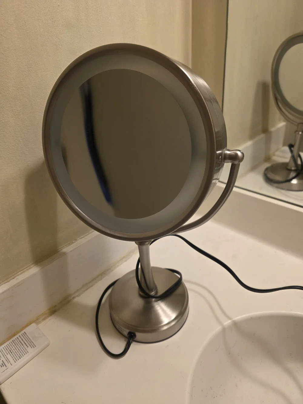 Brushed Nickel Lighted Makeup Mirror - Silver